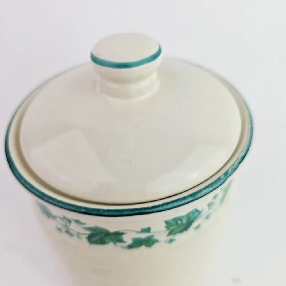 Vintage Himark Canister n Lid Cream Green Ivy Theme 6 x 4.50 inch Tight Seal